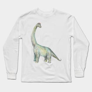 Watercolor Smiling Dinosaur Brachiosaurus Long Sleeve T-Shirt